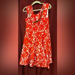 Red and White Floral Dress
